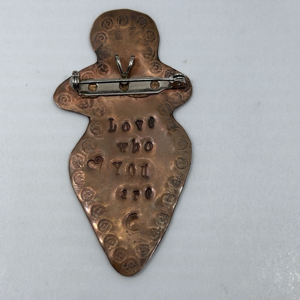 Artisan Copper Goddess Brooch & Pendant - Handmade "Love Who You Are" 3"‎ - Picture 6 of 8